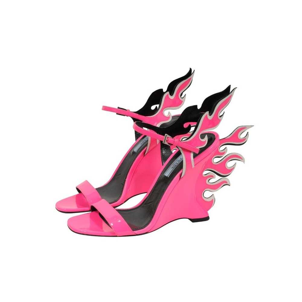 Prada Neon Pink Patent Leather Flame Sandals - image 4