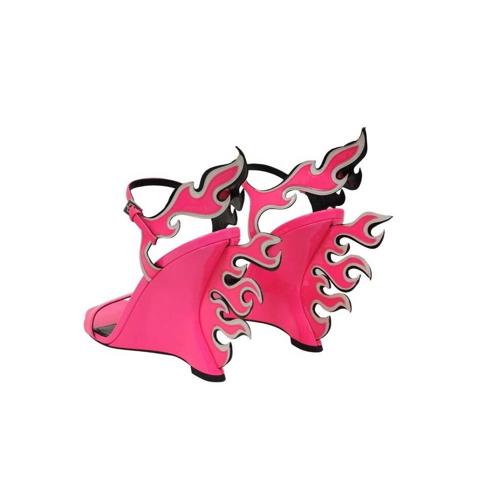 Prada Neon Pink Patent Leather Flame Sandals - image 6