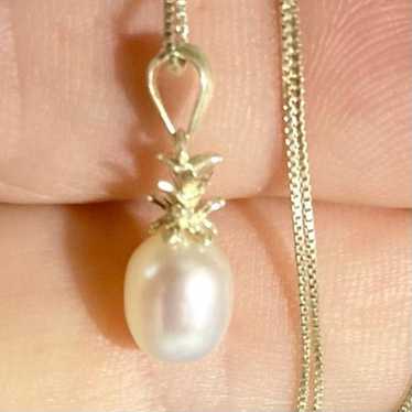 Sterling Silver AKT Italian 6mm Solitaire Pearl &… - image 1