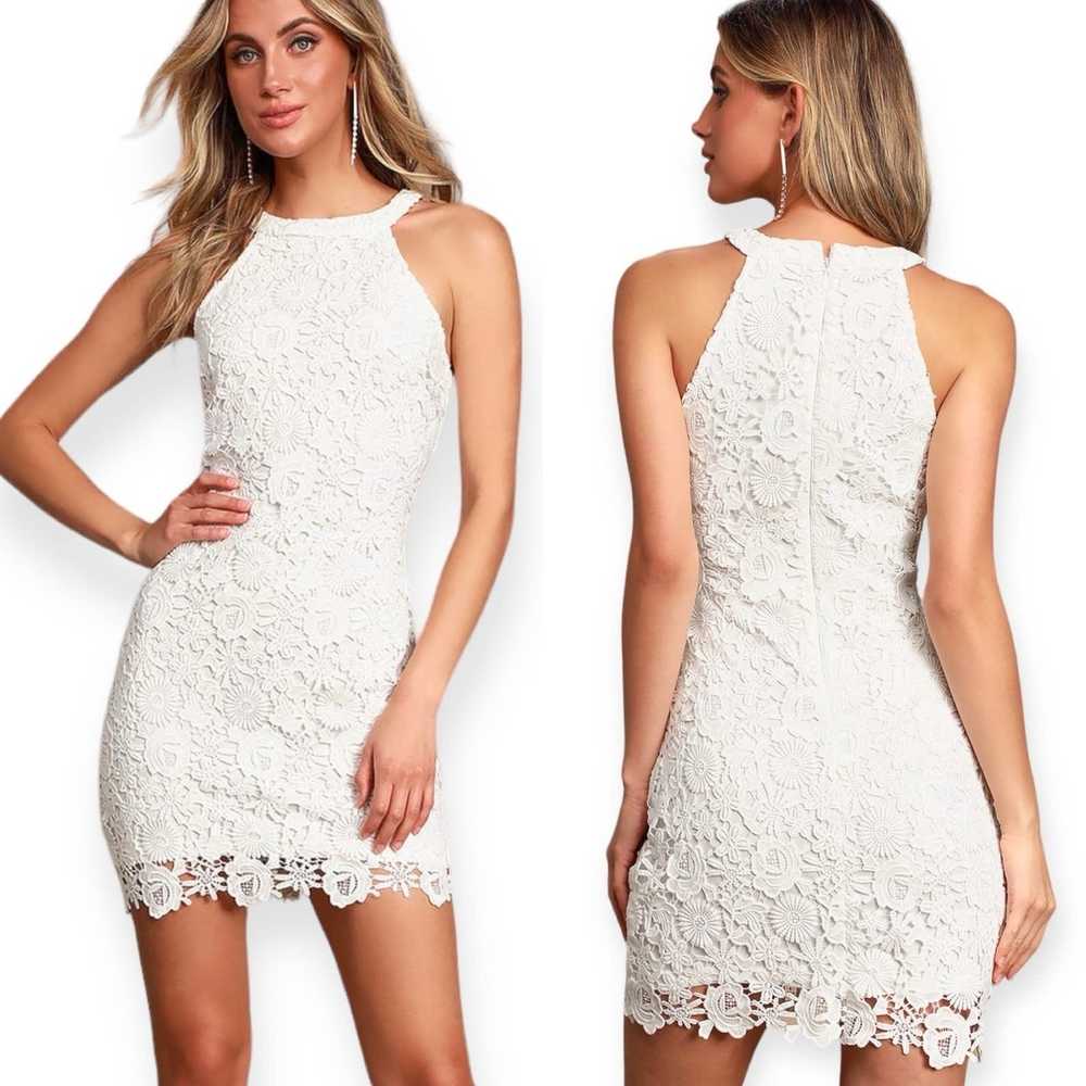 Other Lulu’s Love Poem Ivory Lace Mini Dress Size… - image 1