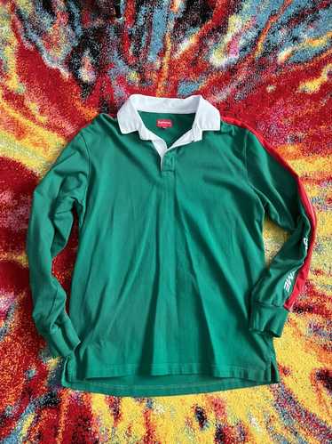 Supreme Supreme Green Long Sleeve Rugby Shirt Medi