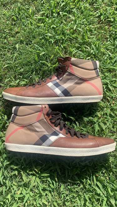 Burberry Burberry Brown Leather and Check Canvas … - image 1