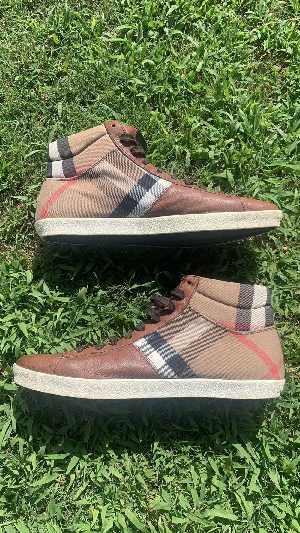 Burberry Burberry Brown Leather and Check Canvas … - image 2