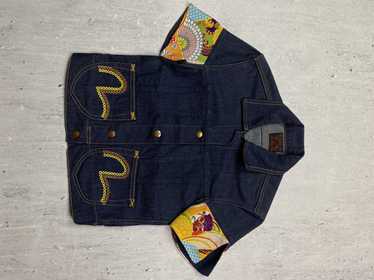 Evisu FLAME EVISU PRINT HALF PATCH - Denim jacket - indigo (mid