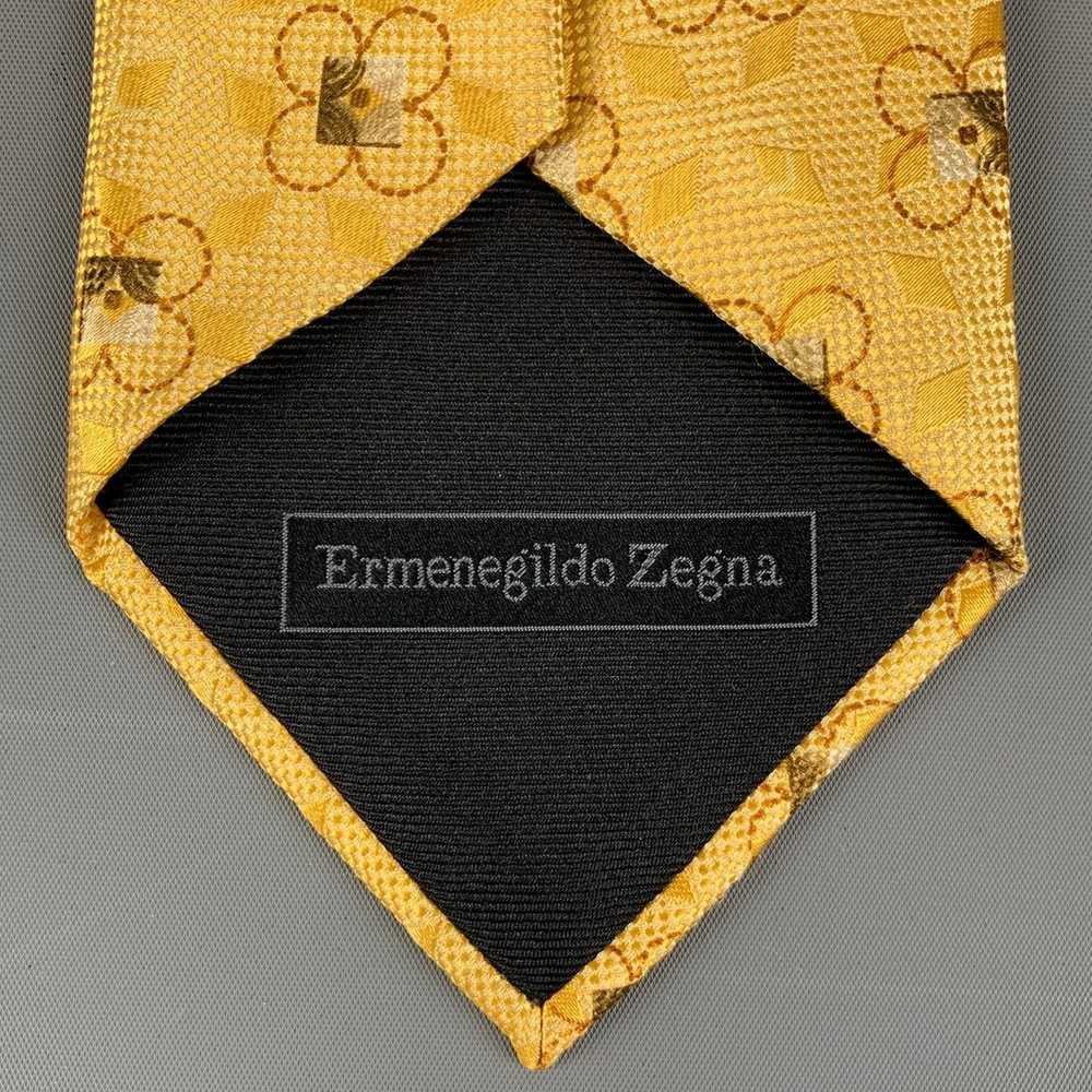 Ermenegildo Zegna Yellow Jacquard Silk Tie - image 4