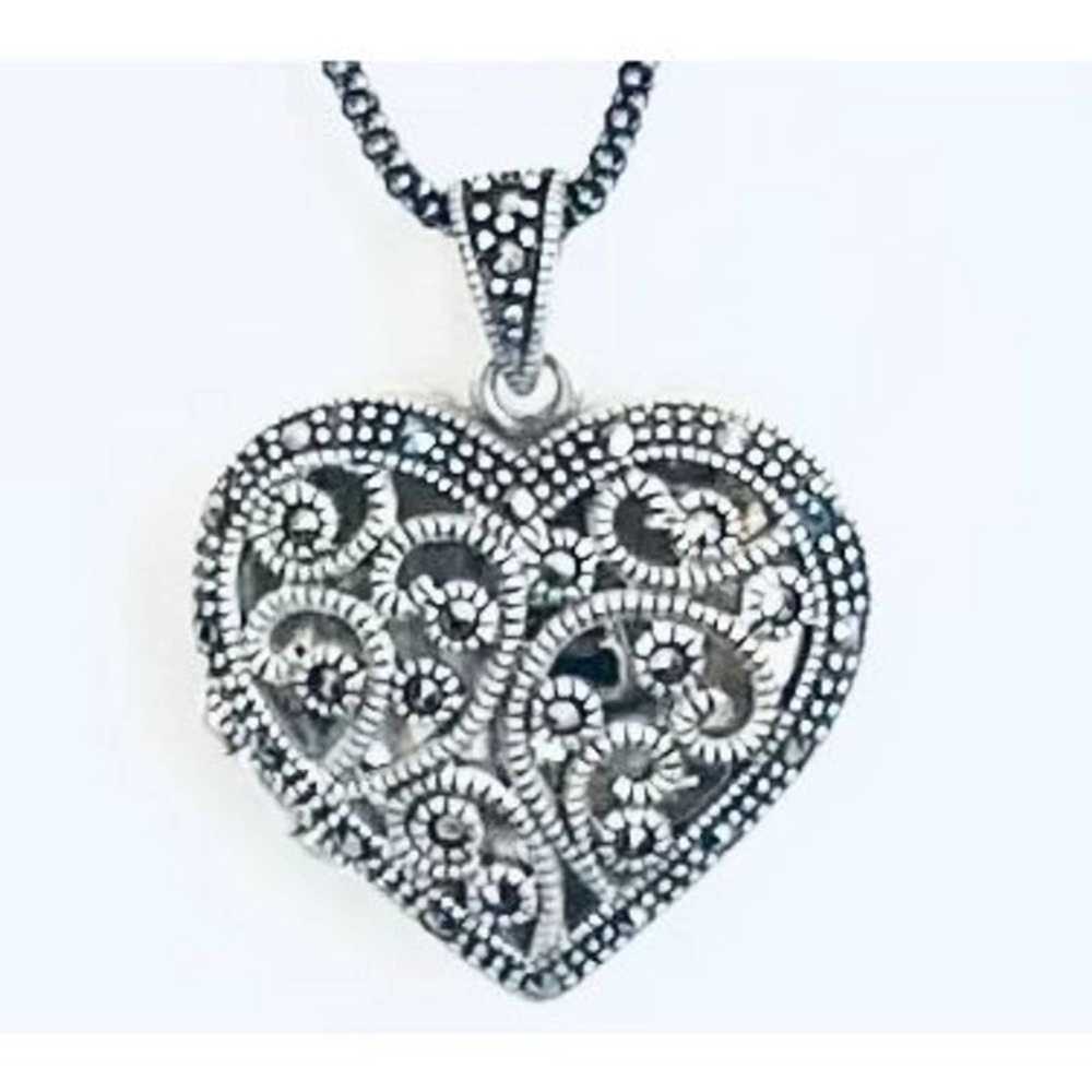 1 DS# Exquisite Vintage Sterling 925 Silver Heart… - image 3