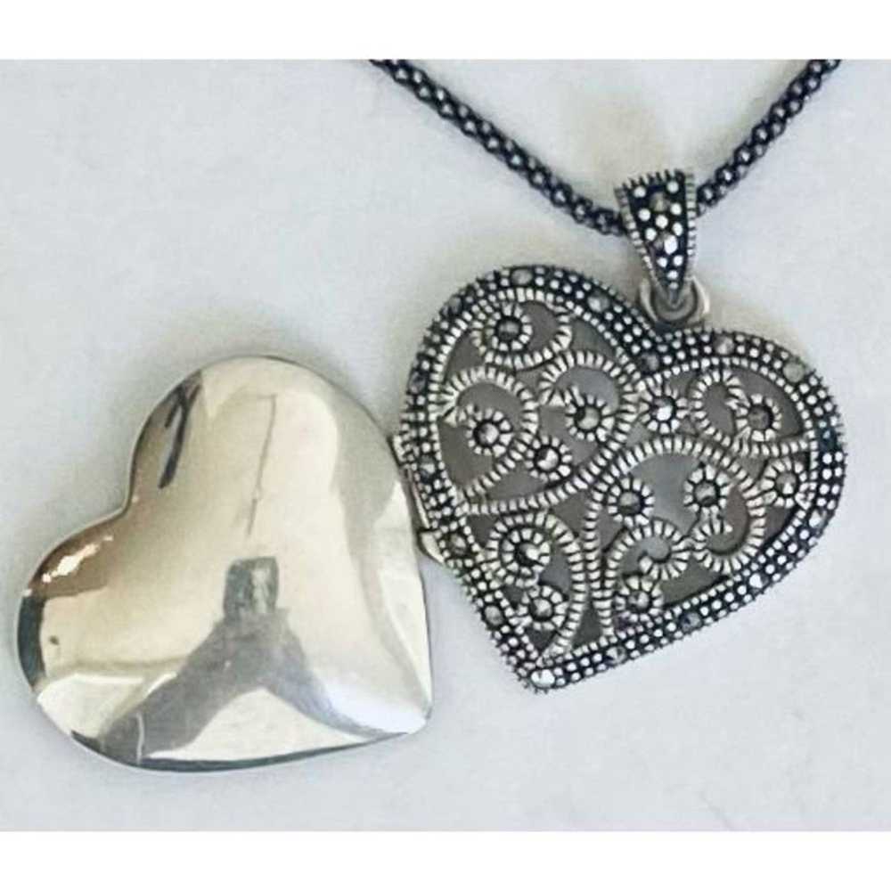 1 DS# Exquisite Vintage Sterling 925 Silver Heart… - image 5