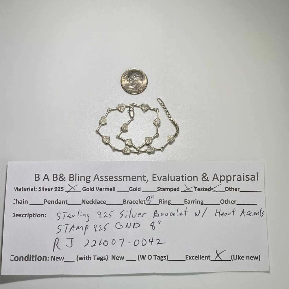 1 RJ# Sterling 925 Silver Bracelet w/ Heart Accen… - image 7