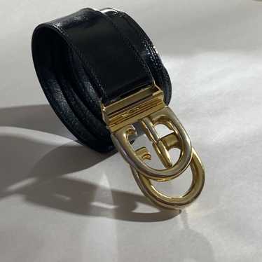 Gucci Wide Black Leather Belt with Gold GG Logo Buckle ref.942234