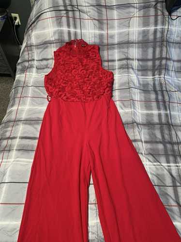 Streetwear Fashion Nova Sleeveless Red Lace Jumpsu