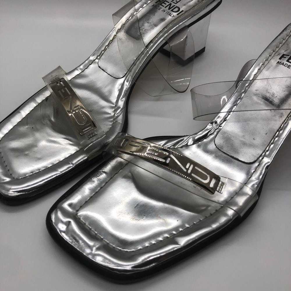 Fendi Vintage Clear Strap Silver Fendi Sandals - image 2