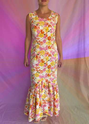 Other Vintage Floral Flounce Hem Maxi Dress - image 1