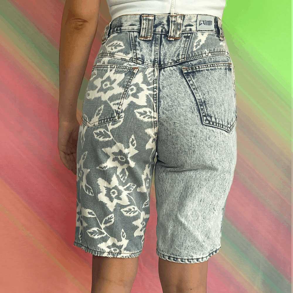 Other Vintage Acid Wash Floral Denim Shorts - image 2