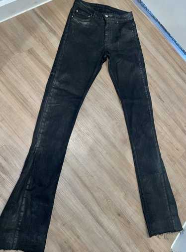 Designer Flaneur Homme Flared Jeans in Waxed Black