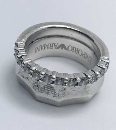 Emporio Armani リングスターリングシルバー 925シルバー 925 Sterling Silver Emporio Armani Statement Logo Ring Size