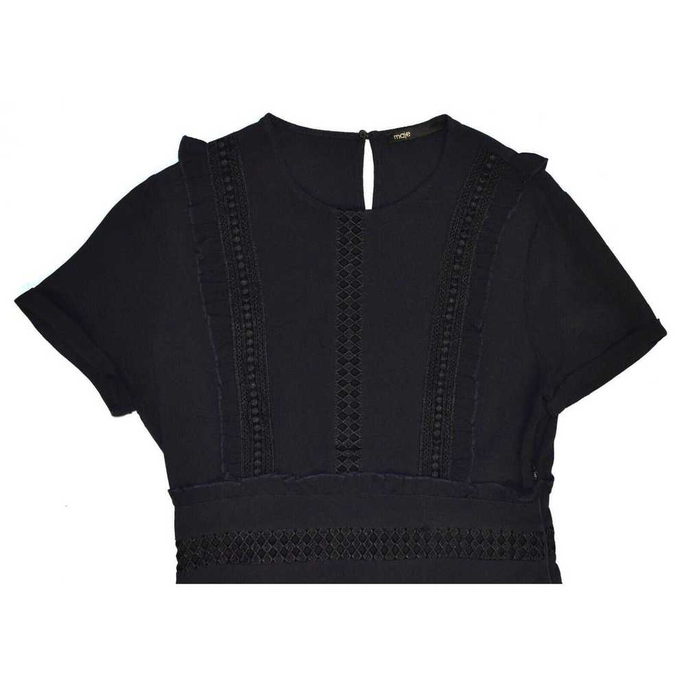 Maje A6 MAJE Navy Eyelet & Ruffle Crew Neck A-Lin… - image 5