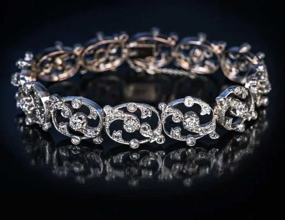 Belle Époque Antique French Diamond Link Bracelet - image 3