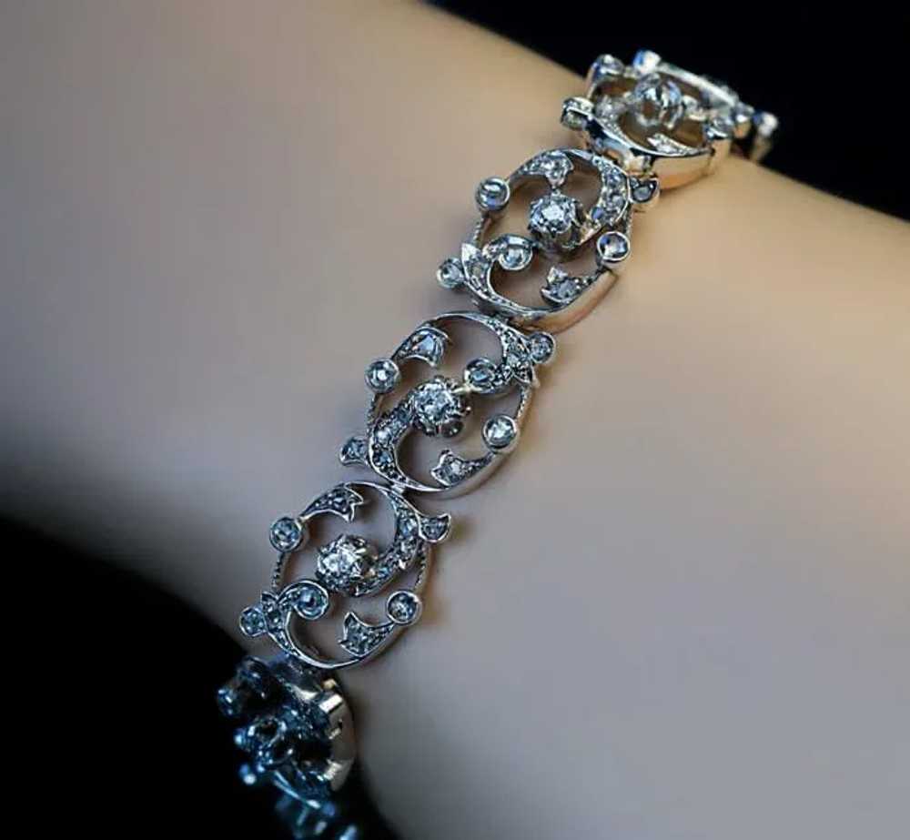 Belle Époque Antique French Diamond Link Bracelet - image 4