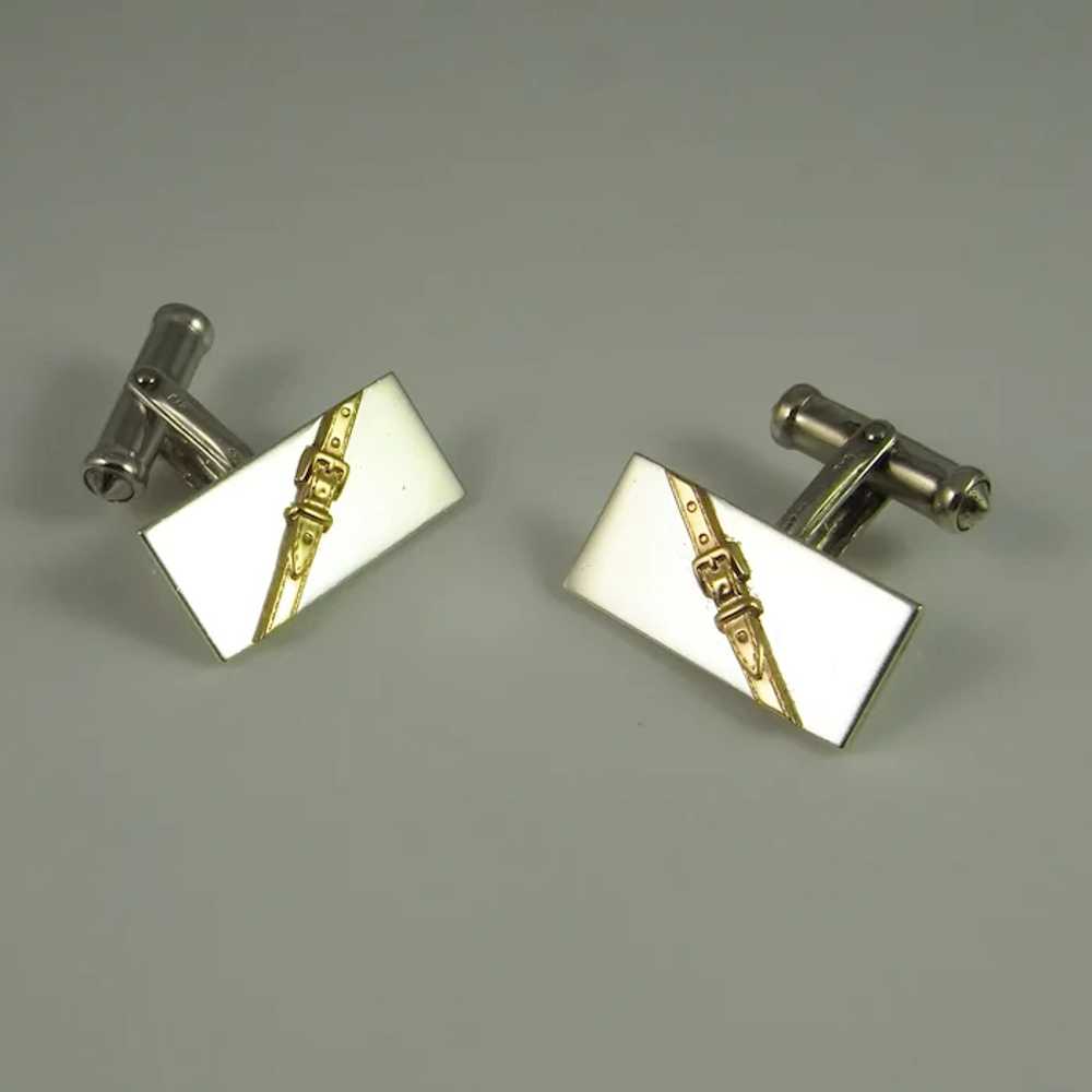 Gold Cufflinks Buckle Design Vintage Estate Mens … - image 2