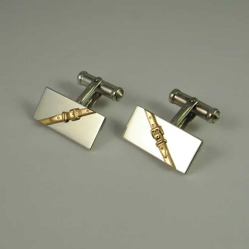 Gold Cufflinks Buckle Design Vintage Estate Mens … - image 3