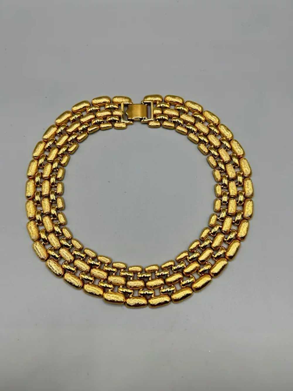 Amazing Napier Collar Necklace Texture Gold Tone … - image 3