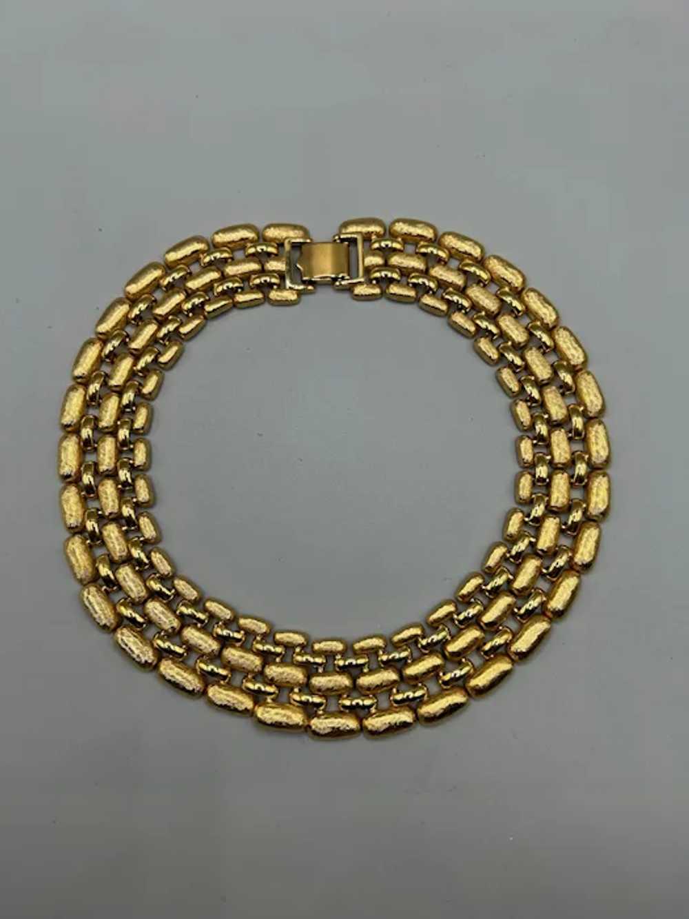 Amazing Napier Collar Necklace Texture Gold Tone … - image 4