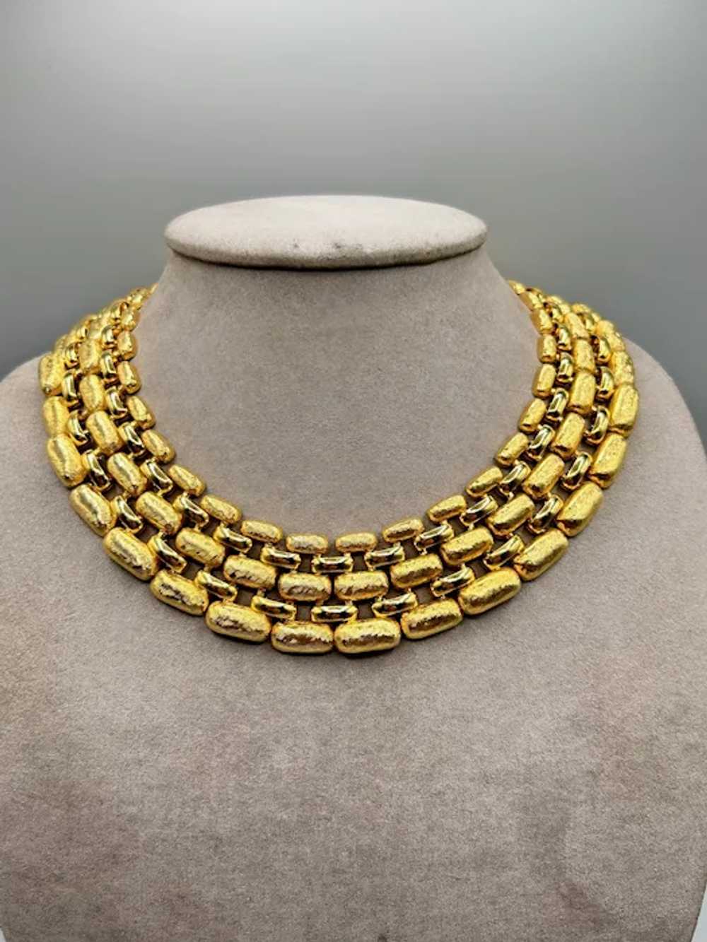Amazing Napier Collar Necklace Texture Gold Tone … - image 7