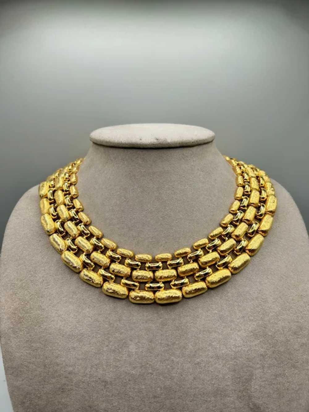 Amazing Napier Collar Necklace Texture Gold Tone … - image 8