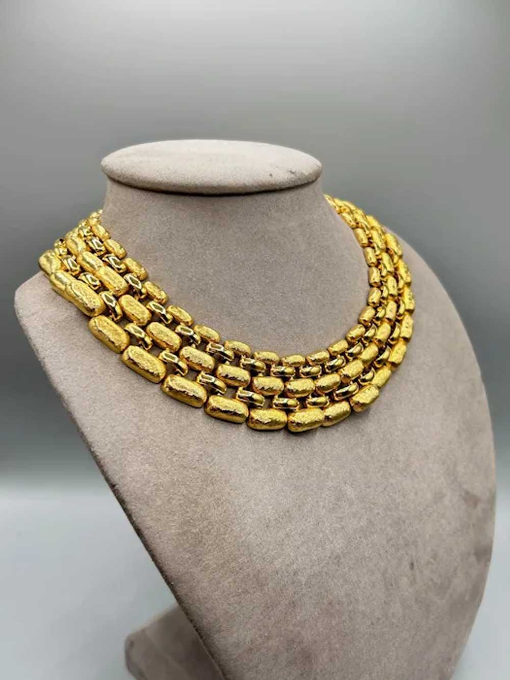 Amazing Napier Collar Necklace Texture Gold Tone … - image 9