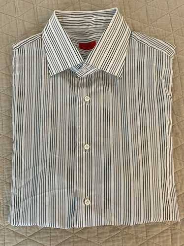 Isaia Alternating Quad Stripe Spread Collar Shirt