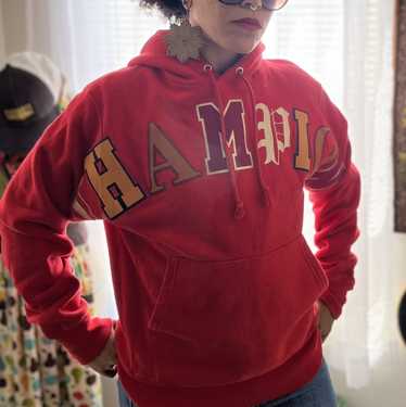 Champion Champion Red Letterman Style Hoodie - image 1