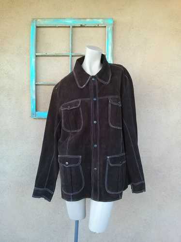 Vintage 1960s Mens Brown Suede Jacket Sz 44 46