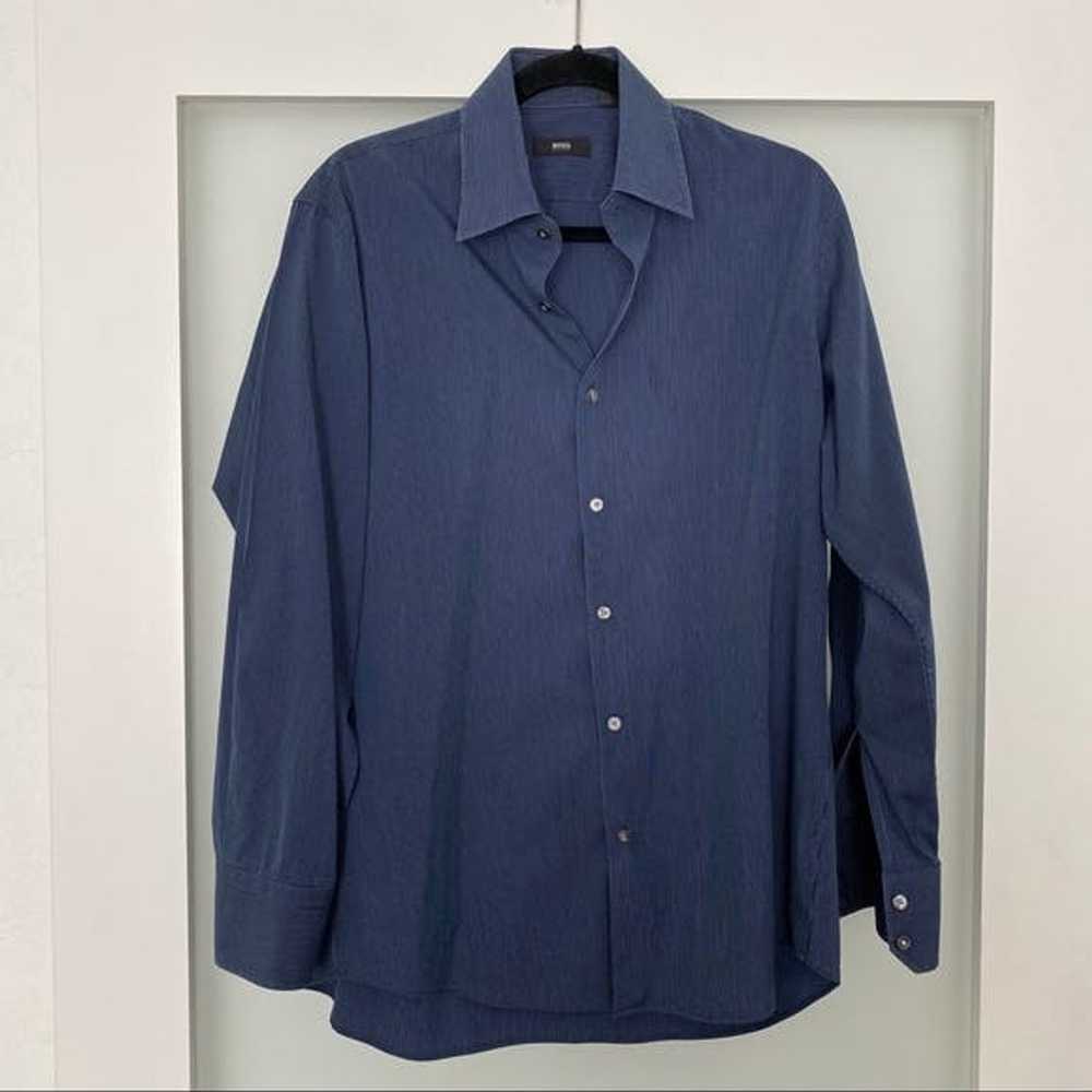 Hugo Boss BOSS Hugo Boss blue striped dress shirt - image 7