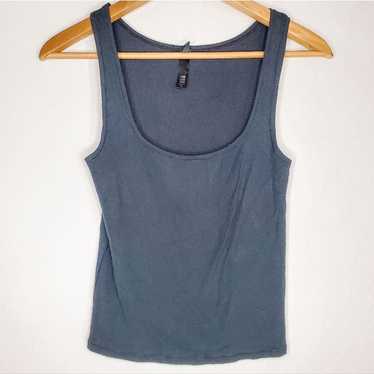 Skims Ribbed Stretch-cotton Tank Top In Soot
