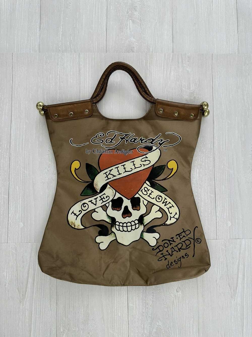 Ed Hardy Ed Hardy Kills Skull Rose Floral Tote Bag - image 1