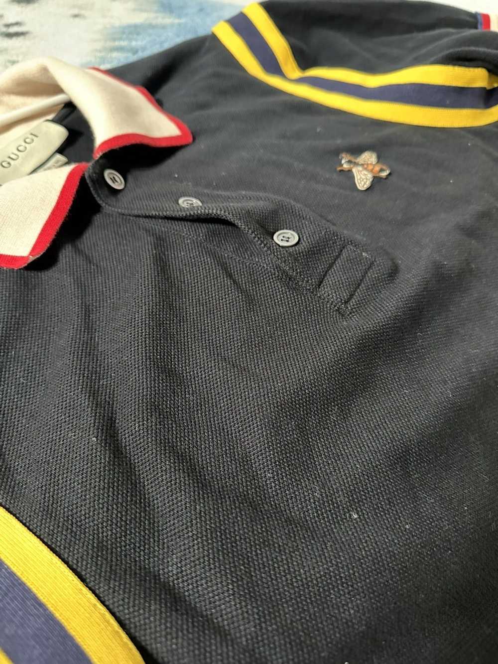Gucci GUCCI Bee Accent Striped Polo Shirt - image 1