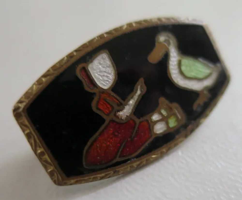 Sweet Old Cloisonné Enamel Pin Brooch with Girl i… - image 3