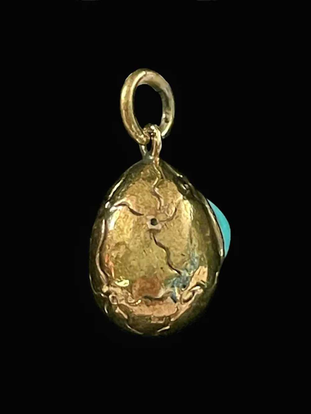 Antique 14K Yellow Gold & Persian Turquoise Egg P… - image 6