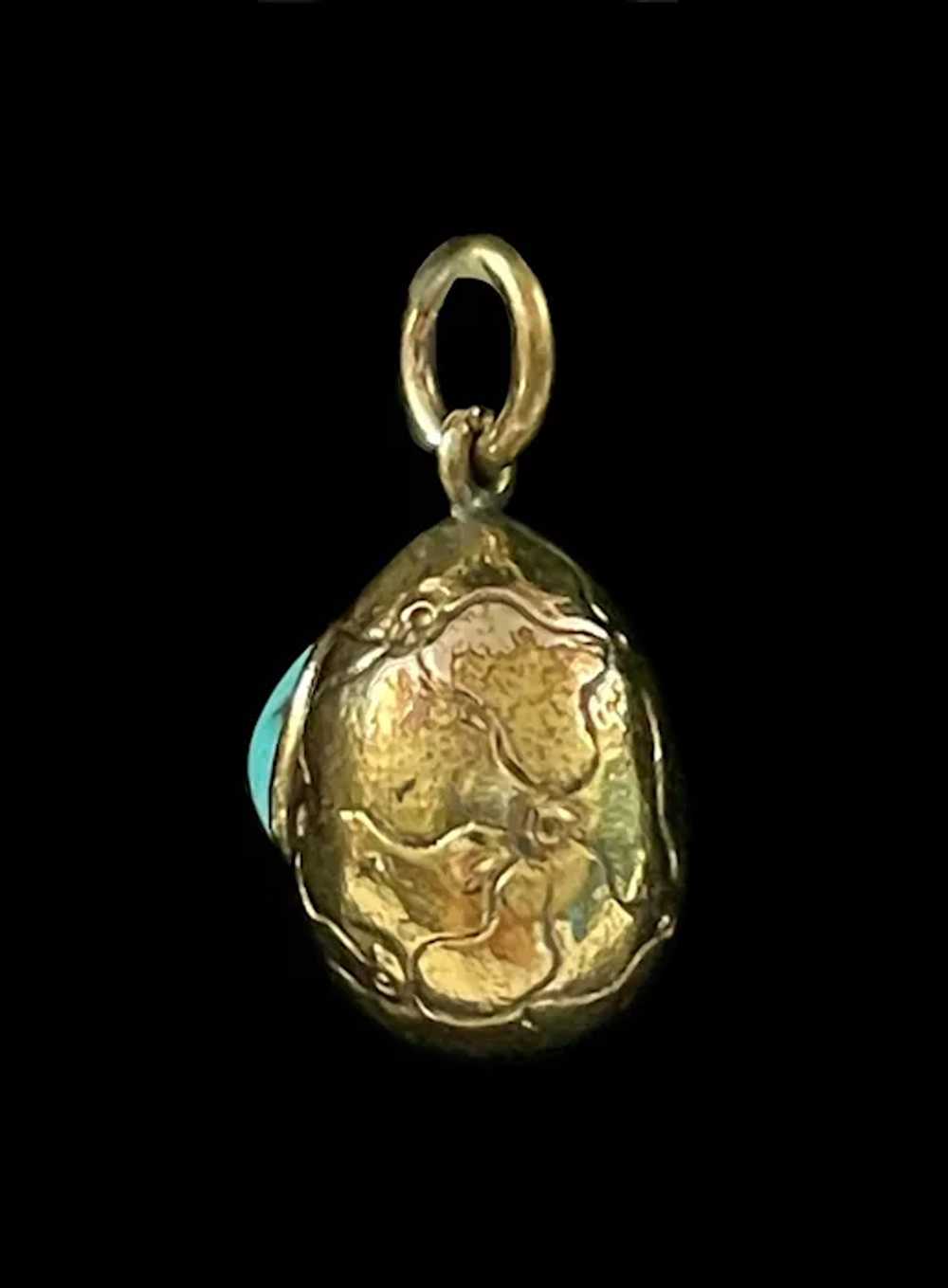 Antique 14K Yellow Gold & Persian Turquoise Egg P… - image 7