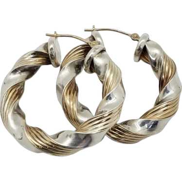 Peter Brams buy 14K Yellow Gold and Sterling Silver Elephant Hoop Earrings