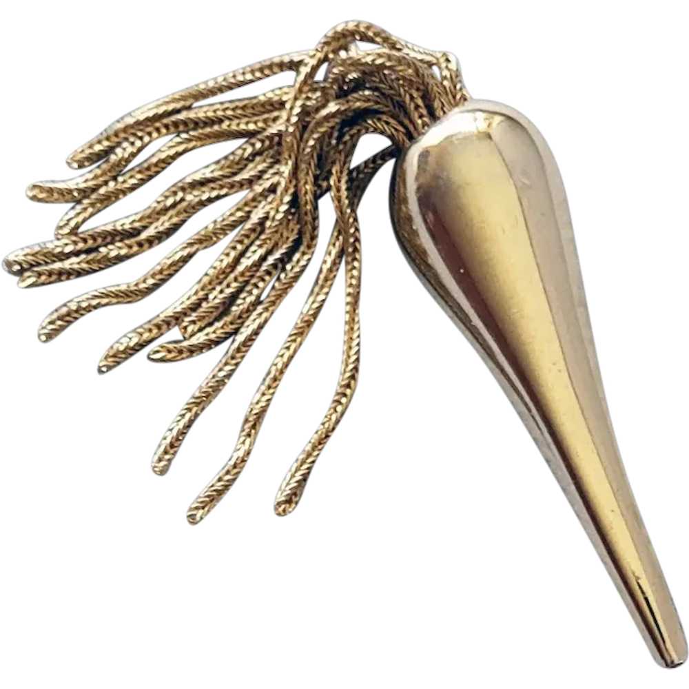 Rare Gold Tone Carrot Brooch Dripping with Metal … - image 1