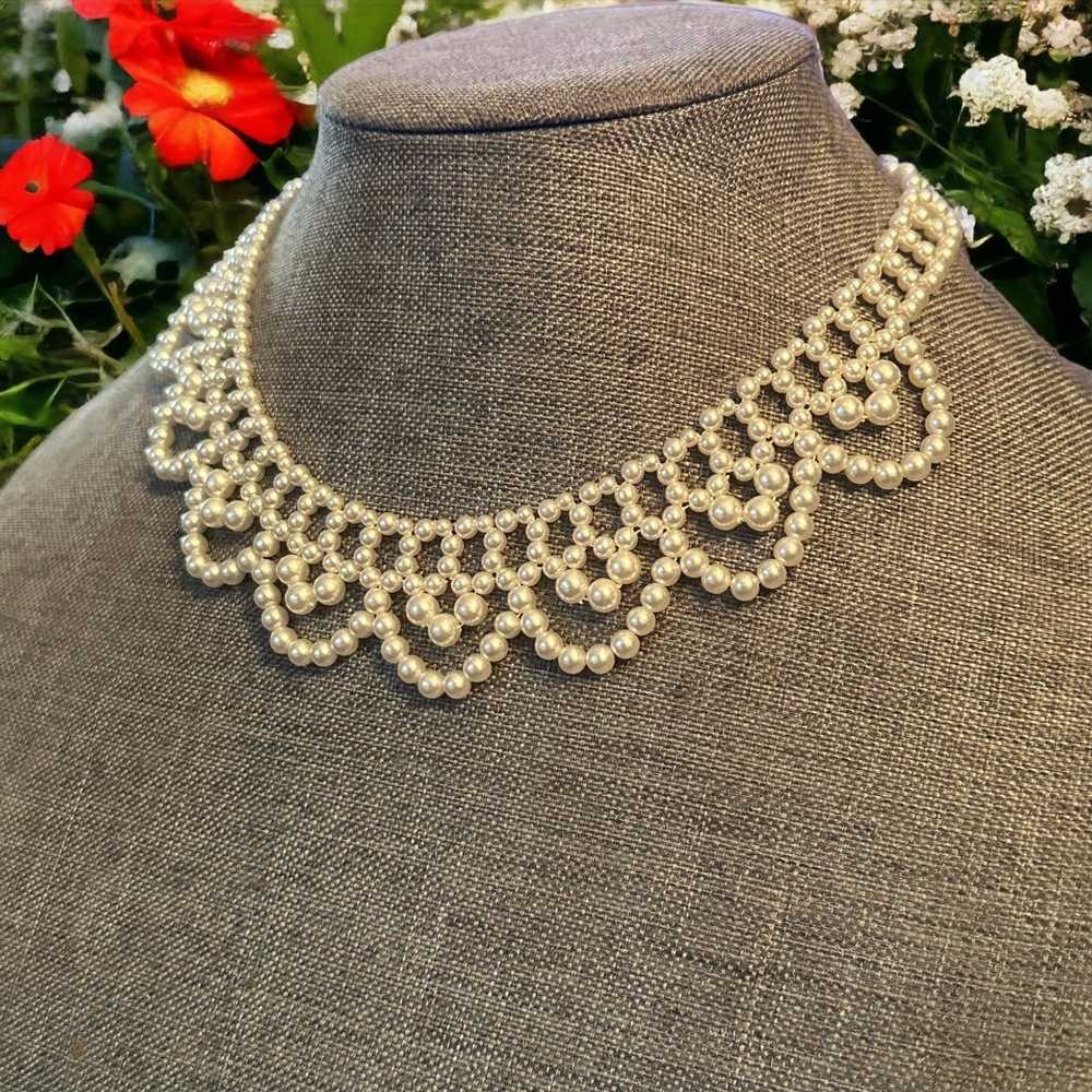 Vintage Vintage scalloped pearl collar necklace - image 2