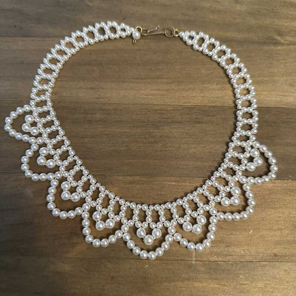 Vintage Vintage scalloped pearl collar necklace - image 3