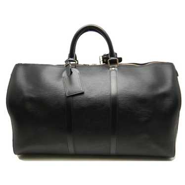 Louis Vuitton Black Epi Leather Noir Keepall 55 Boston Duffle Bag Travel  827lv93