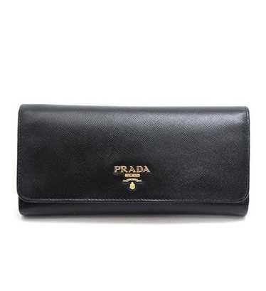 Prada Prada Long Wallet Pass Case Black Leather