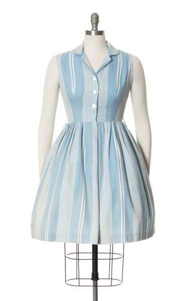 1960s Striped Cotton Shirtwaist Sundress | small