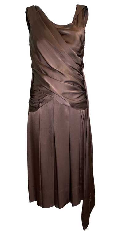 Hardy Amies 50s Chocolate Brown Silk Satin Goddess