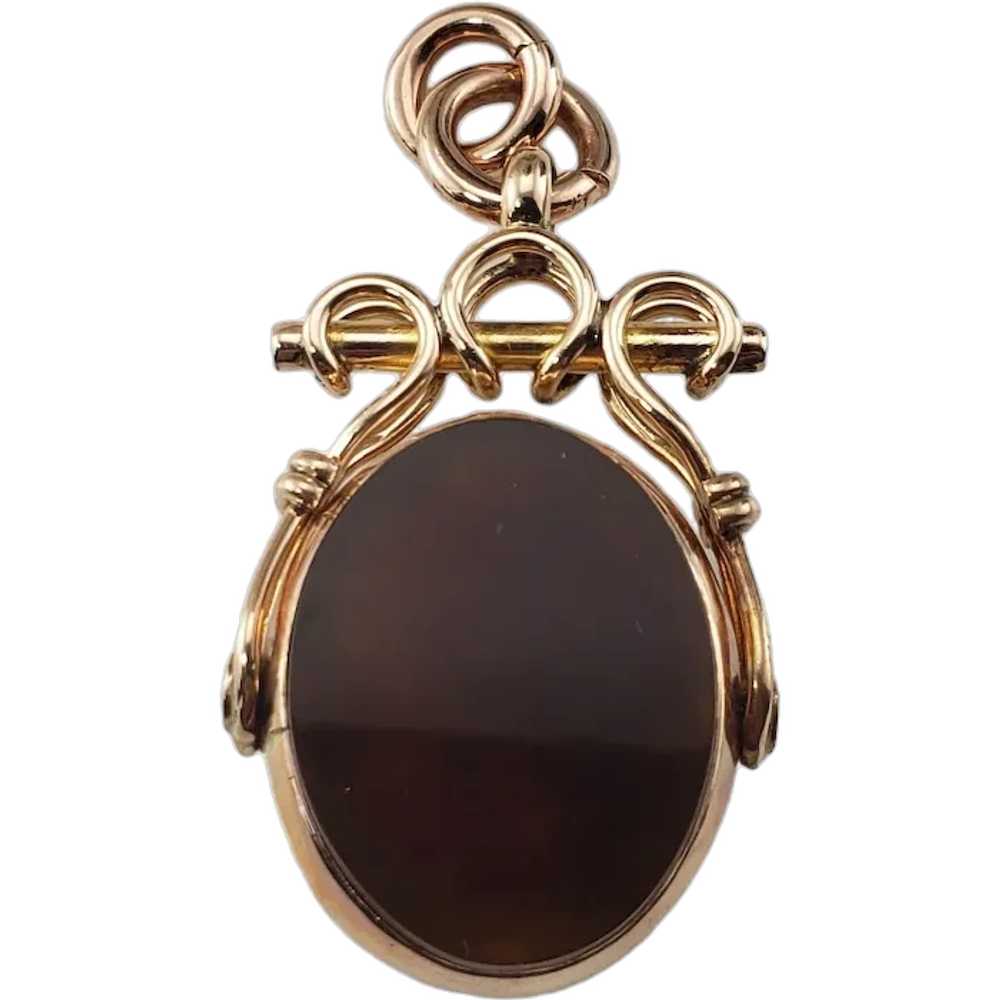 Antique 9 Karat Yellow Gold Carnelian and Bloodst… - image 1