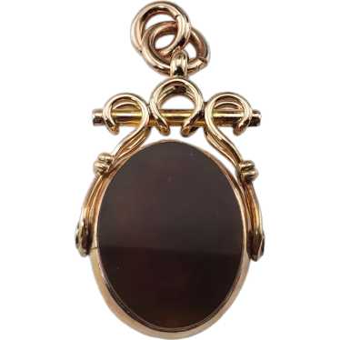 Antique 9 Karat Yellow Gold Carnelian and Bloodst… - image 1