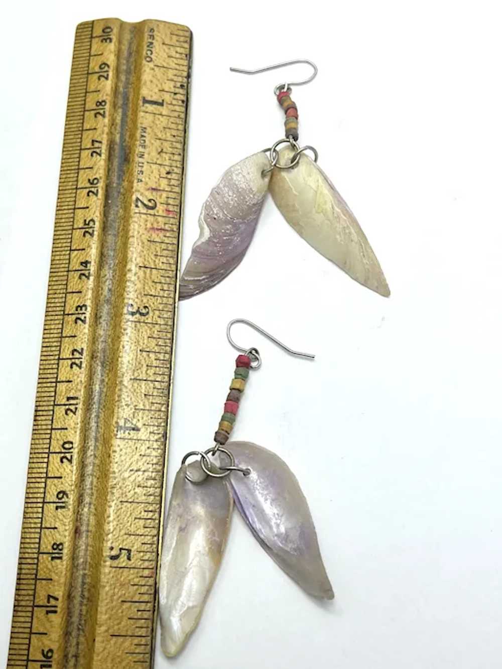 Vintage Sea Shell Beaded Tassel Earrings - image 3